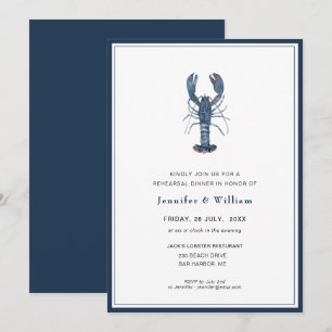 Modern Blue Lobster Rehearsal Dinner Invitation