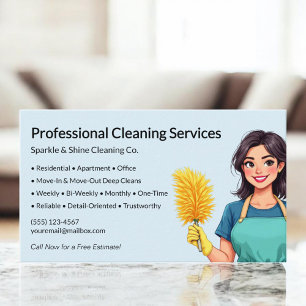 Modern Blue Maid House Cleaning Service Business Card
