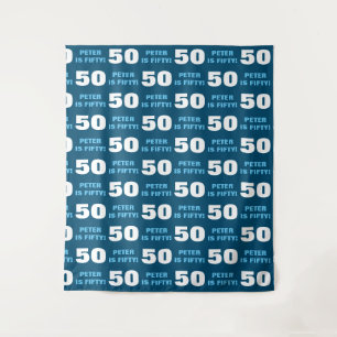 Modern Blue Man 50th Birthday Party Step & Repeat Tapestry
