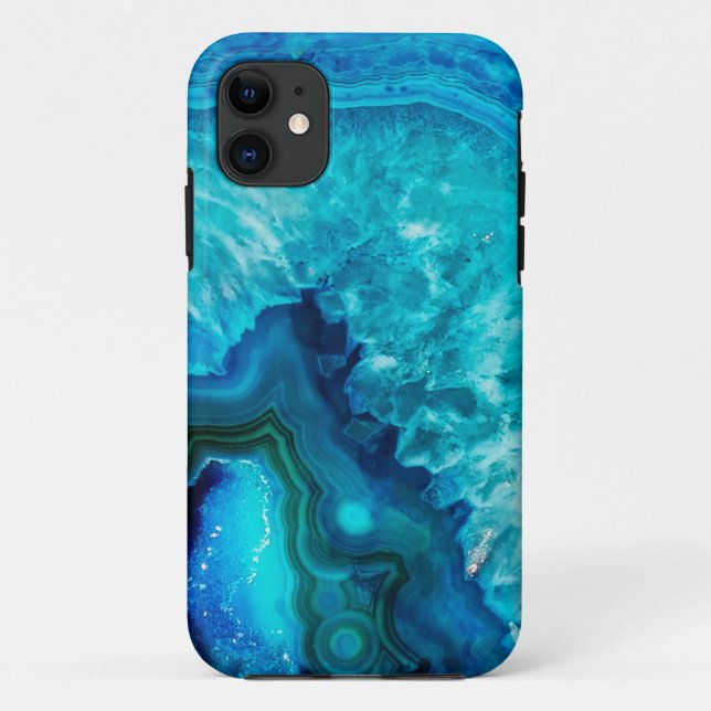 Modern Blue Marble Agate Case-Mate iPhone Case (Back)