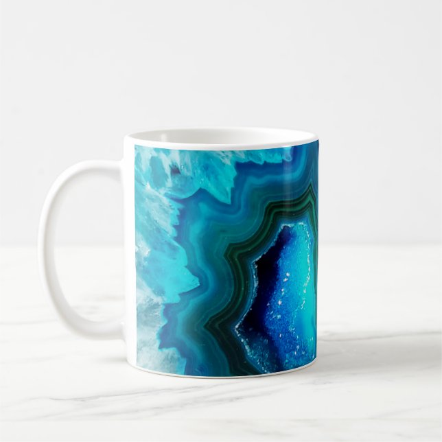 Modern Blue Marble Agate Coffee Mug (Left)