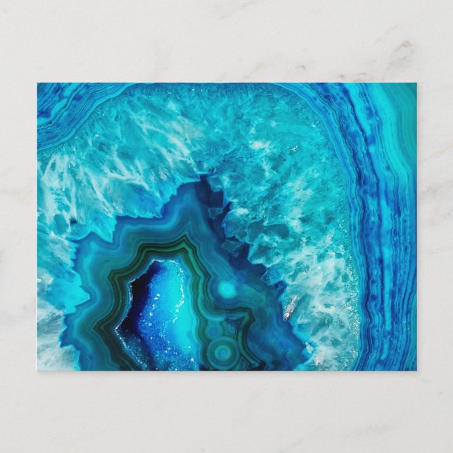 Modern Blue Marble Agate Postcard (Front)