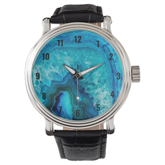 Modern Blue Marble Agate Watch (Front)