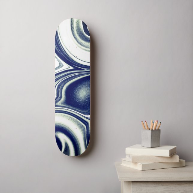 Modern blue Marble Texture Skate Deck (Wall Art)