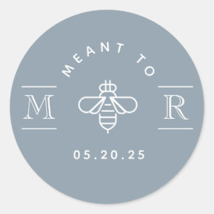 Modern Blue Meant to Bee Wedding Honey Favour Classic Round Sticker