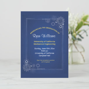 Modern Blue Mechanical Engineer Graduation Party  Invitation