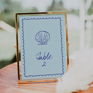 Modern Blue Mediterranean Shell Table Number