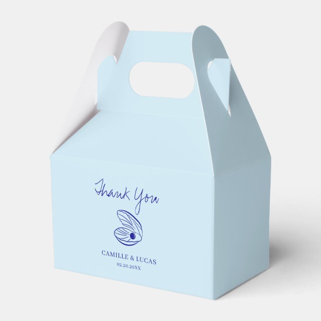 Modern Blue Mediterranean Shell Wedding  Favor Box (Front Side)