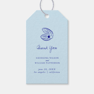 Modern Blue Mediterranean Shell Wedding Favor Tag