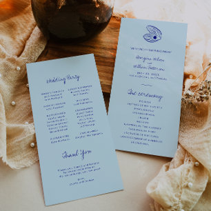 Modern Blue Mediterranean Shell Wedding Program