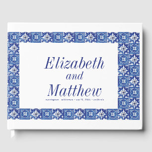 Modern Blue Mediterranean Wedding Guest Book