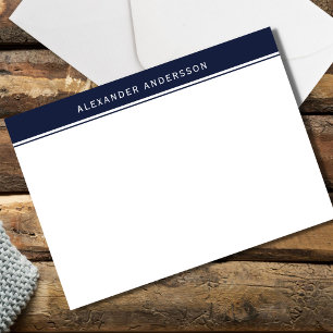 Modern Blue Men's Personalized Note Flat Note Card