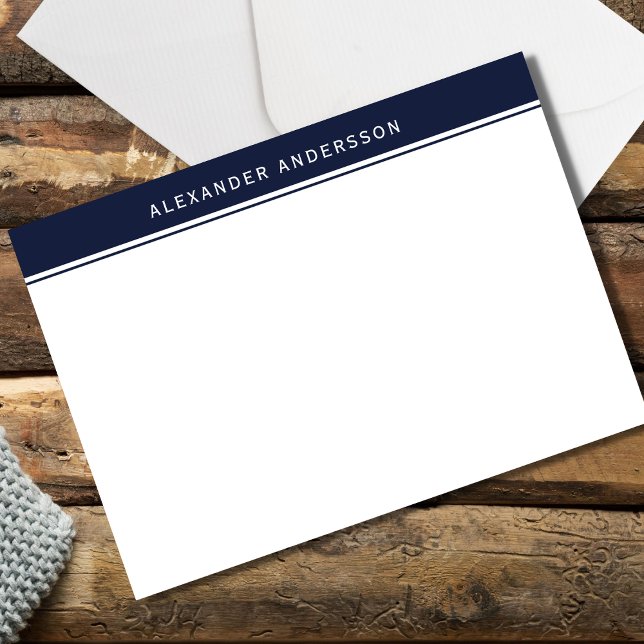 Modern Blue Men's Personalized Note Flat Note Card (Creator Uploaded)