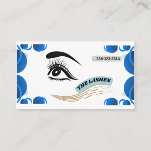Modern Blue Minimalist Eye Illustration Lash  Business Card