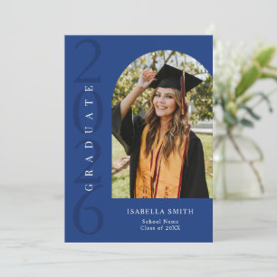 Modern Blue Minimalist Photo Graduation Announcement