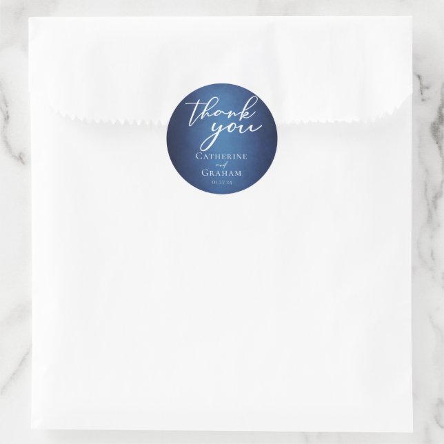 Modern Blue Minimalist Waterfront Wedding Favour Classic Round Sticker (Bag)