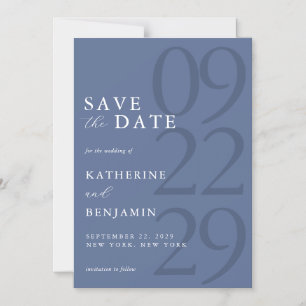 Modern Blue Minimalist Wedding Magnetic Invitation