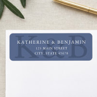 Modern Blue Minimalist Wedding Return Address