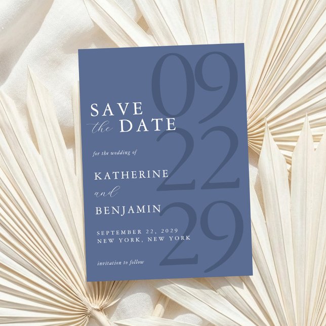 Modern Blue Minimalist Wedding Save The Date (Creator Uploaded)