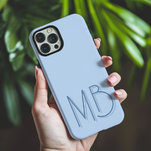 Modern Blue Monogram Initials Contemporary iPhone 16 Pro Max Case