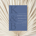Modern Blue Monogram Minimalist Wedding Invitation<br><div class="desc">Easily personalize your wedding invitations with this editable template. Features minimal elegant typography design in blue colour.</div>
