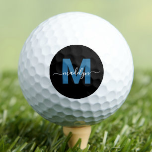 Modern Blue Monogram Name Initials Personalized Golf Balls