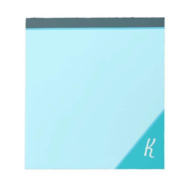 Modern Blue Monogram Notepad (Front)