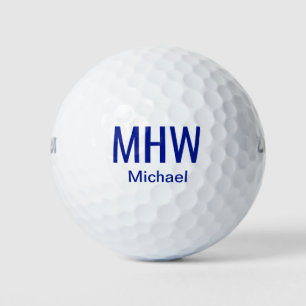 Modern Blue Monogrammed Golf Balls