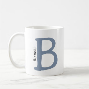 Modern Blue Monogrammed Initial & Name Coffee Mug