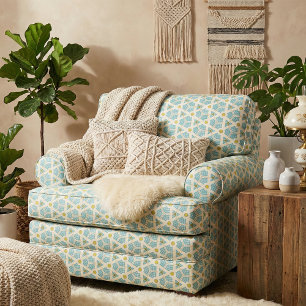 Modern Blue Mosaic Honeycomb Octagon Pattern Fabric