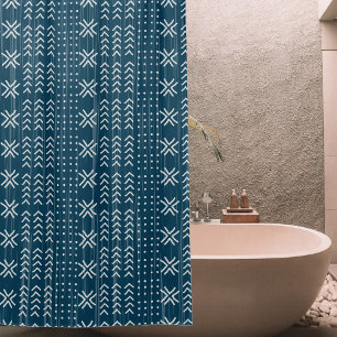 Modern Blue Mud Cloth African Pattern