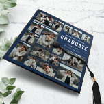 Modern Blue Multi Photo Graduation Cap Topper<br><div class="desc">Wear your story on your cap! Introducing our modern blue graduation cap topper,  designed to showcase your unique journey with 16 photo slots. Personalize it with your name,  class year,  and the college you represented. It's your own personalized tribute to your academic journey.</div>