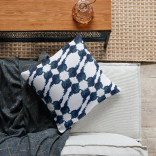 Modern blue Murex seashell abstract artistic Throw Pillow