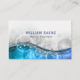 Modern Blue Music Teacher | Musical Lessons Business Card