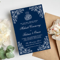 Modern Blue Muslim Islamic Henna Mehndi Ceremony