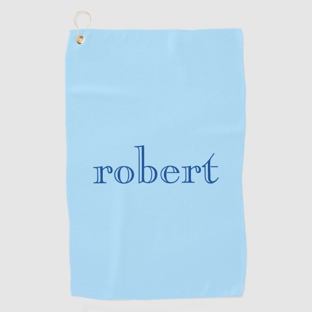 Modern Blue Name | Trendy Ice Blue Golf Towel (Front)
