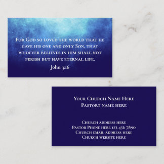 Modern Blue Nebula John 3:16 Bible Scripture Business Card
