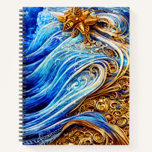 Modern Blue Ocean Waves Notebook