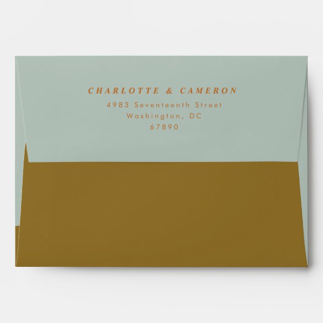 Modern Blue Olive Colour Block Return Address  Envelope (Back (Top Flap))