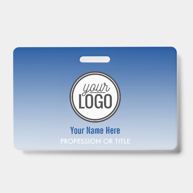Modern Blue Ombre Professional Name Tag Badge (Front)