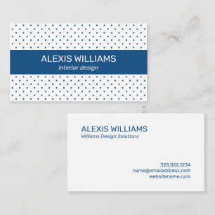 Modern Blue on White Polka Dot Pattern Blue Stripe Business Card