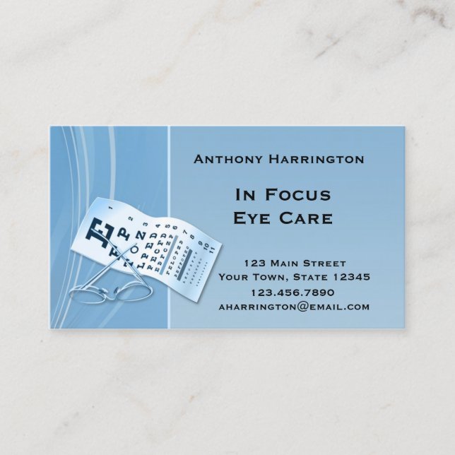 Modern Blue Optometrist Business Card (Front)