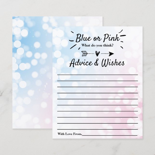 Modern Blue Or Pink? Gender Reveal Party Advice (Front/Back)