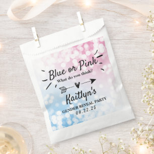 Modern Blue Or Pink? Gender Reveal Party Favour Bag