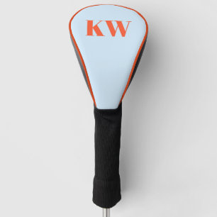Modern Blue Orange Monogram Initials Personalized Golf Head Cover