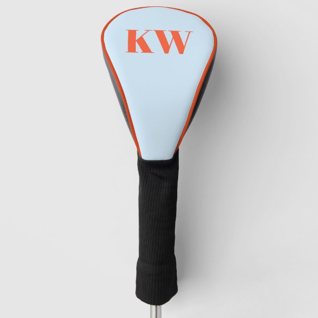 Modern Blue Orange Monogram Initials Personalized Golf Head Cover (Front)
