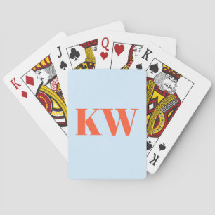 Modern Blue Orange Monogram Initials Personalized Playing Cards