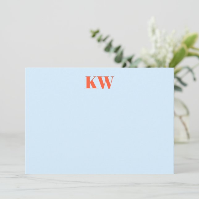 Modern Blue Orange Monogram Initials Personalized  Thank You Card (Standing Front)