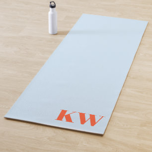 Modern Blue Orange Monogram Initials Personalized Yoga Mat