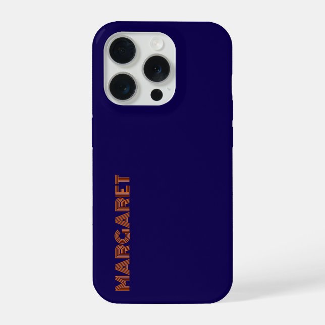 Modern blue &orange personalized name Phone Case (Back)